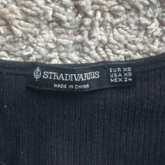 Stradivarius Ribbed Crop Tank XS | Black | New No Tags - Picture 3 of 3